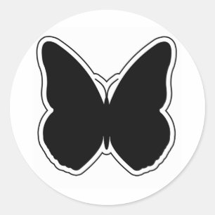 Pegatina Redonda Mariposa negra y blanca