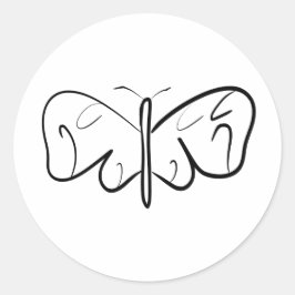 Pegatina Redonda mariposa negra y blanca