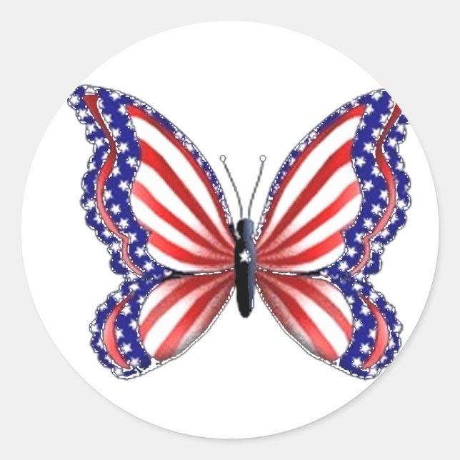 Pegatina Redonda Mariposa Patriótica (Anverso)