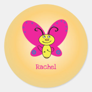 Pegatina Redonda Mariposa Personalizado personalizada con nombre