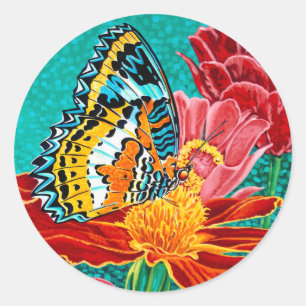 Pegatina Redonda Mariposa Poderosa I