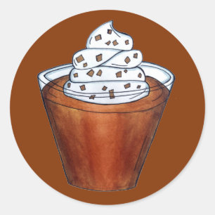 Pegatina Redonda Mariposa pudding Crema batida Comida del Sur