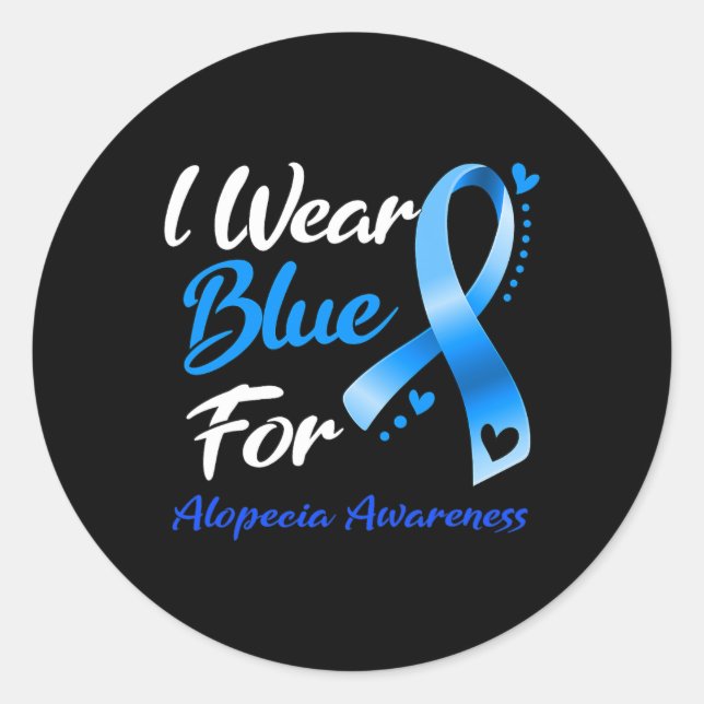 Pegatina Redonda Mariposa Que Uso Azul Para Concienciación Sobre Al (Anverso)