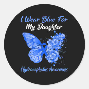 Pegatina Redonda Mariposa Que Uso Azul Para Mi Hija Hydrocephalu