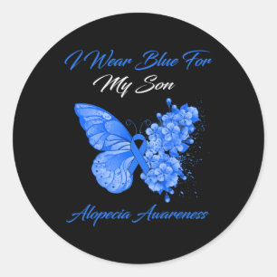 Pegatina Redonda Mariposa Que Uso Azul Para Mi Hijo Alopecia Awaren