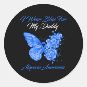 Pegatina Redonda Mariposa Que Uso Azul Para Mi Papi Alopecia Awaren
