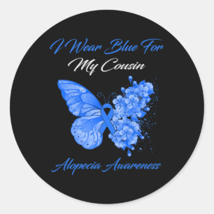 Pegatina Redonda Mariposa Que Uso Azul Para Mi Primo Alopecia Consc