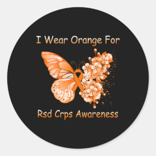 Pegatina Redonda Mariposa Que Uso Naranja Para Concienciación De RS