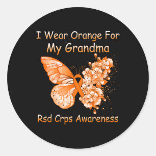 Pegatina Redonda Mariposa Que Uso Naranja Para Mi Abuela Rsd Crps A