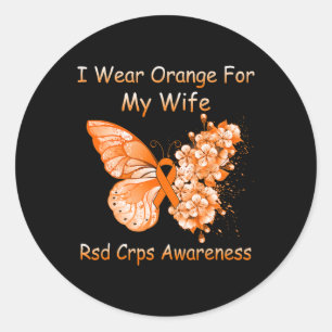 Pegatina Redonda Mariposa Que Uso Naranja Para Mi Esposa RSD Con At