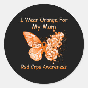 Pegatina Redonda Mariposa Que Uso Naranja Para Mi Mamá RSD CRPS Awa