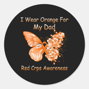 Pegatina Redonda Mariposa Que Uso Naranja Para Mi Papá Rsd Crps Awa