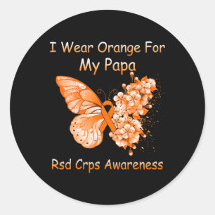 Pegatina Redonda Mariposa Que Uso Naranja Para Mi Papá Rsd Crps Con