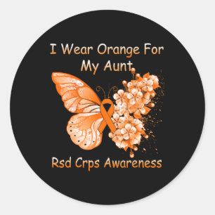 Pegatina Redonda Mariposa Que Uso Naranja Para Mi Tía Rsd Crps