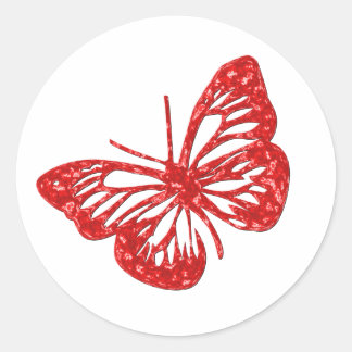 Pegatina Redonda Mariposa roja