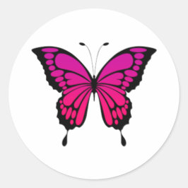 Pegatina Redonda Mariposa rosa y morada