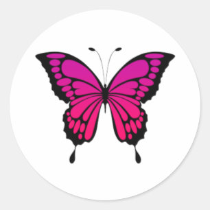 Pegatina Redonda Mariposa rosa y morada