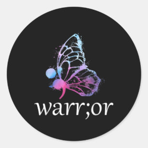 Pegatina Redonda Mariposa Semicolón Guerrero Prevención del Suicidi