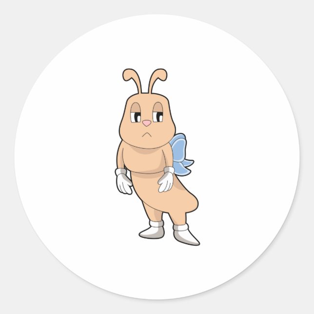 Pegatina Redonda Mariposa sin alas (Anverso)