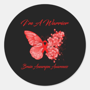 Pegatina Redonda Mariposa Soy Un Guerrero Conciencia de Aneurisma C