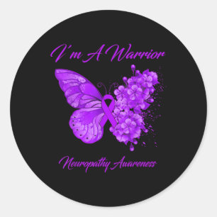 Pegatina Redonda Mariposa, soy un guerrero para la conciencia de la
