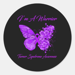 Pegatina Redonda Mariposa Soy un síndrome de Warrior Turner Concien