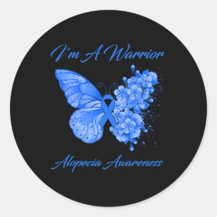 Pegatina Redonda Mariposa soy una conciencia de Alopecia guerrera