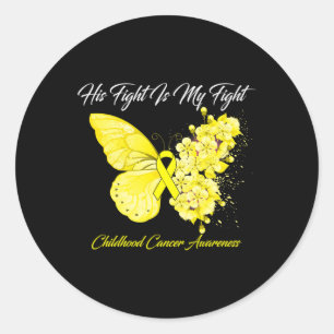 Pegatina Redonda Mariposa su lucha es mi lucha contra el cáncer inf