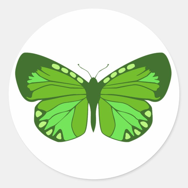Pegatina Redonda Mariposa Verde (Anverso)