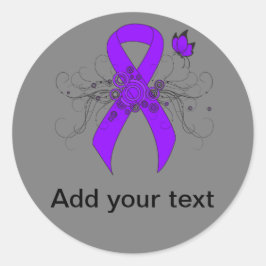 Pegatina Redonda Mariposa Violeta Cinta, linfoma de Hodgkin