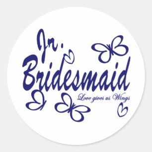Pegatina Redonda Mariposa Wedding/Jr.Bridesmaid