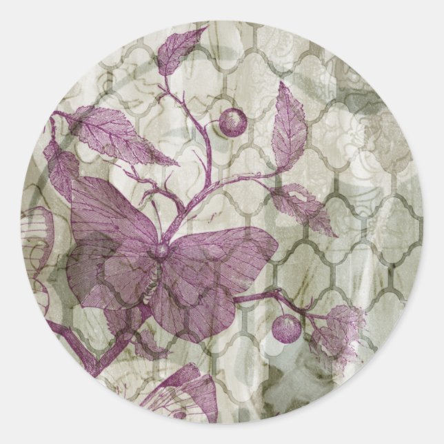 Pegatina Redonda Mariposas árabes III (Anverso)