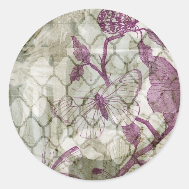 Pegatina Redonda Mariposas árabes IV (Anverso)