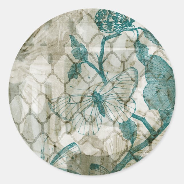 Pegatina Redonda Mariposas árabes VI (Anverso)