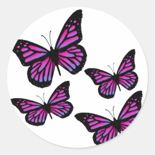 Pegatina Redonda Mariposas coloridas de la mariposa