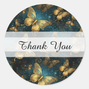 Pegatina Redonda Mariposas doradas Gracias Pegatinas redondos