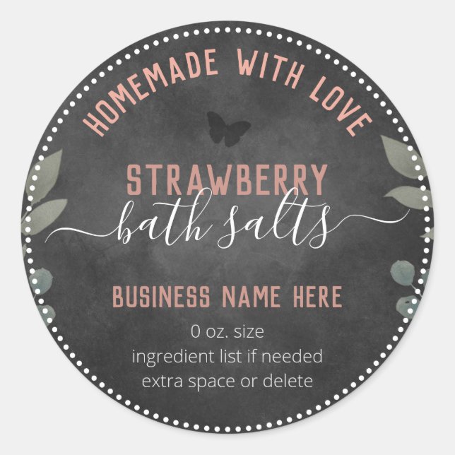 Pegatina Redonda Mariposas florales Salinas de baño de negocios per (Anverso)