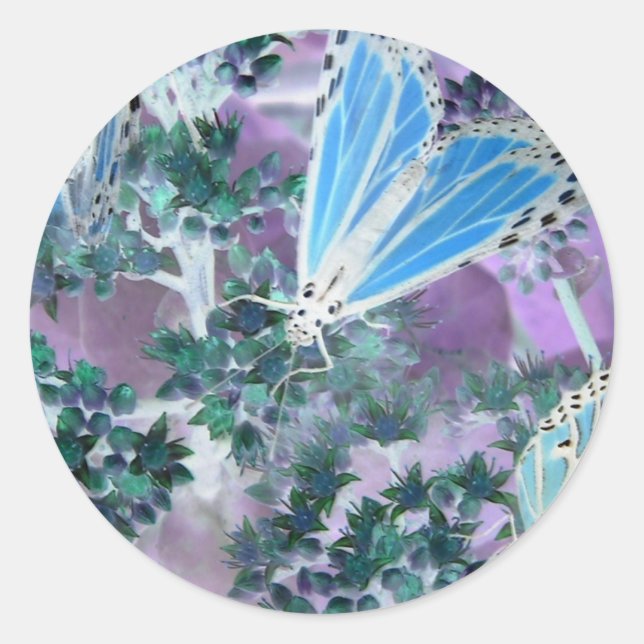 Pegatina Redonda Mariposas monarcas (Anverso)