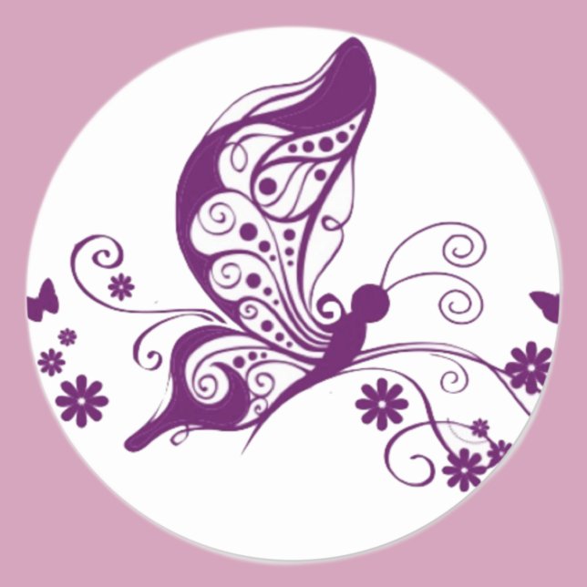 Pegatina Redonda Mariposas púrpuras (Subido por el creador)