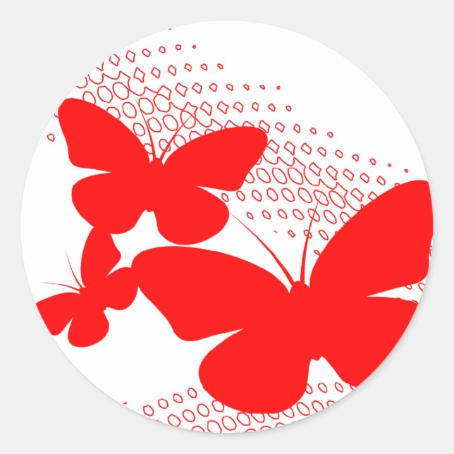 Pegatina Redonda mariposas retro (Anverso)