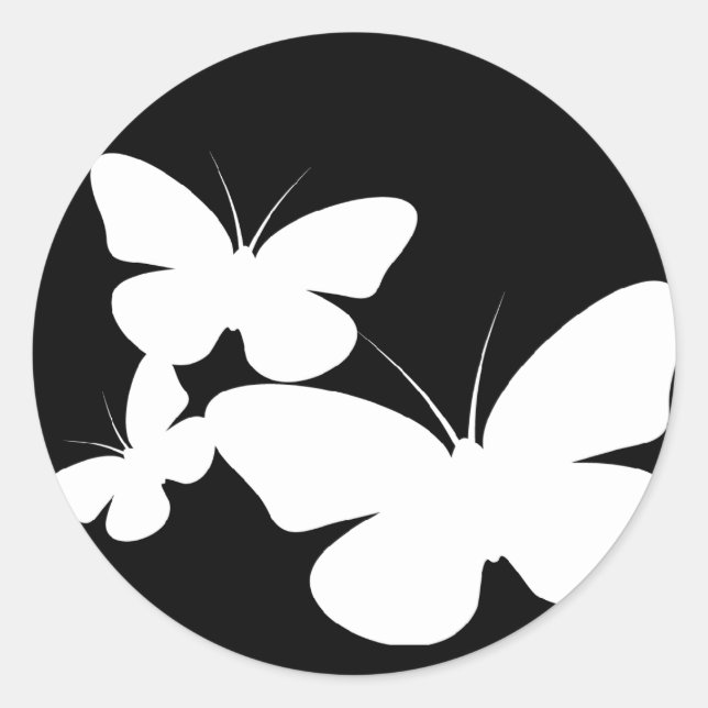 Pegatina Redonda mariposas retro (Anverso)