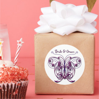 Pegatina Redonda Mariposas Swirl Purple