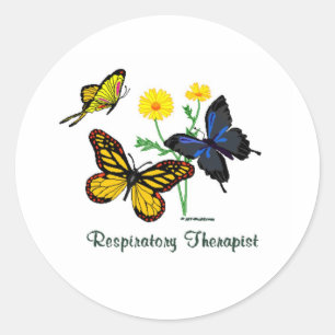 Pegatina Redonda Mariposas Terapéuticas Respiratorias