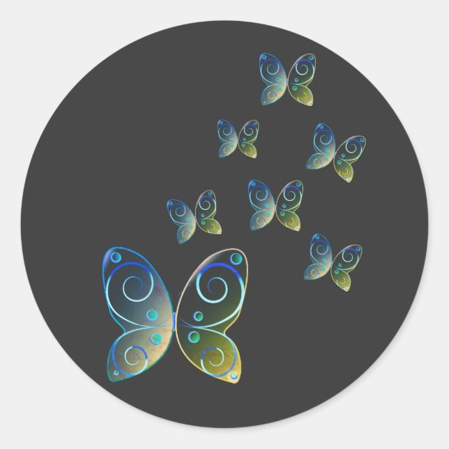 Pegatina Redonda mariposas voladoras naturaleza hoodie (Anverso)