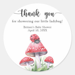 Pegatina Redonda Mariquita acuarela - gracias baby shower