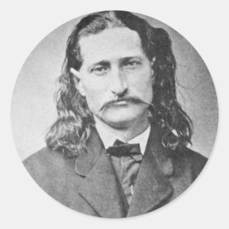 Pegatina Redonda Mariscal Wild Bill Hickok Pistolero del Viejo Oest
