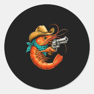 Pegatina Redonda Mariscos Cajun camarones divertidos 