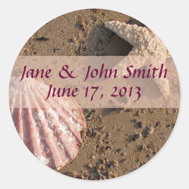 Pegatina Redonda Mariscos Estelares de mariscos y precintos de conc (Anverso)