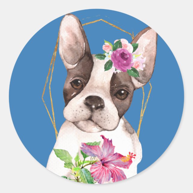 Pegatina Redonda Marisol, el Bulldog francés Fancy (Anverso)