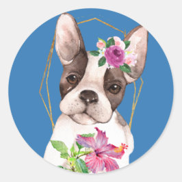 Pegatina Redonda Marisol, el Bulldog francés Fancy